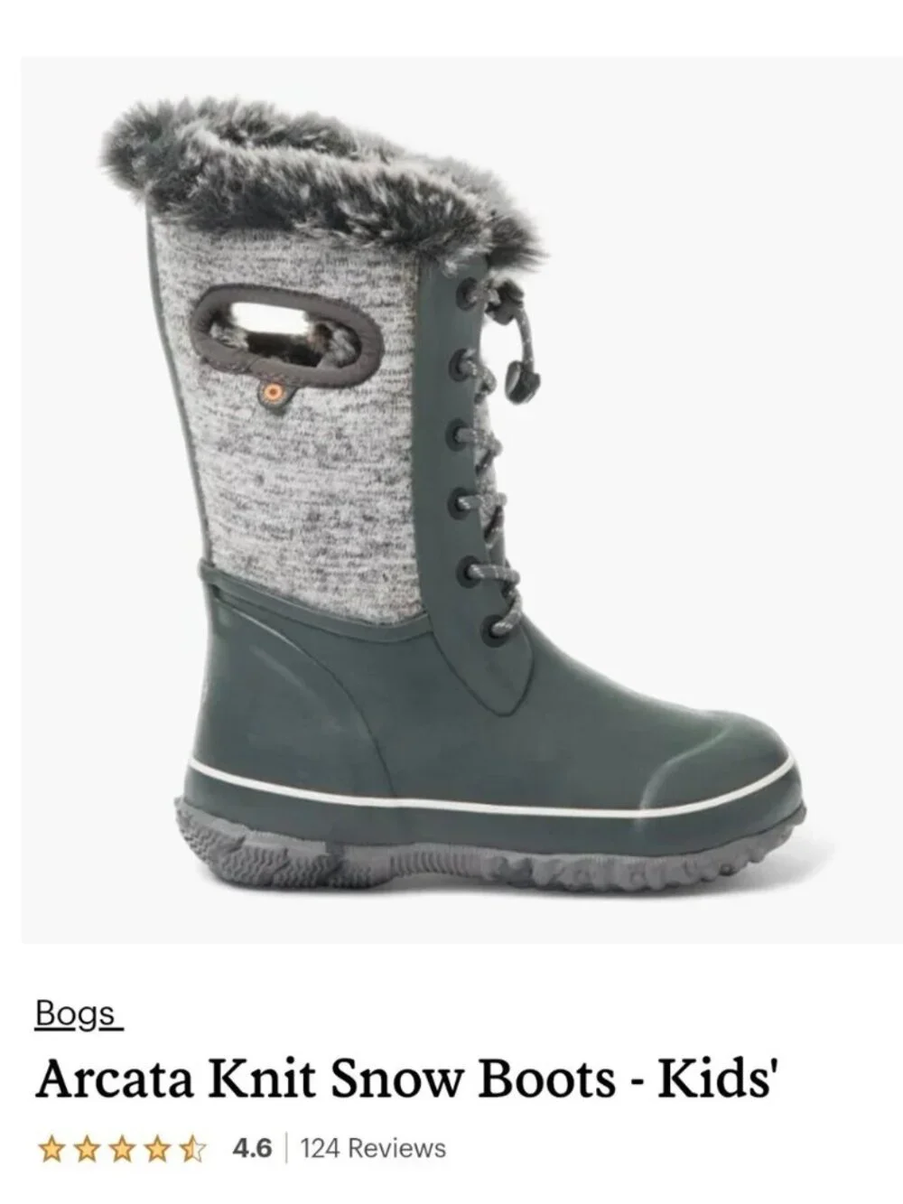Bogs –Arcata Knit Kids Winter Boots Gray   Multi Waterproof -40 C  Unisex Size 5